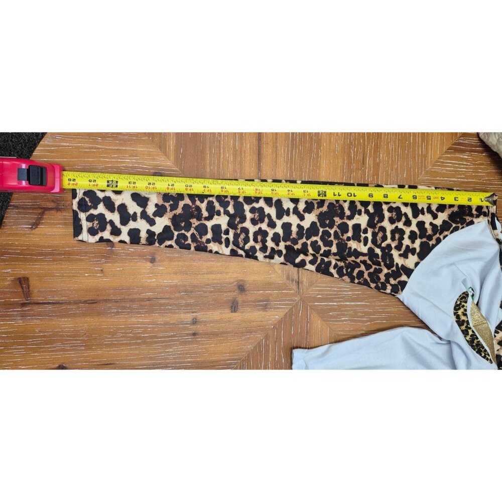 Leopard Print Raglan Long Sleeve Top With Colorful Pumpkin & Sunflower Design XL - Picture 3 of 5